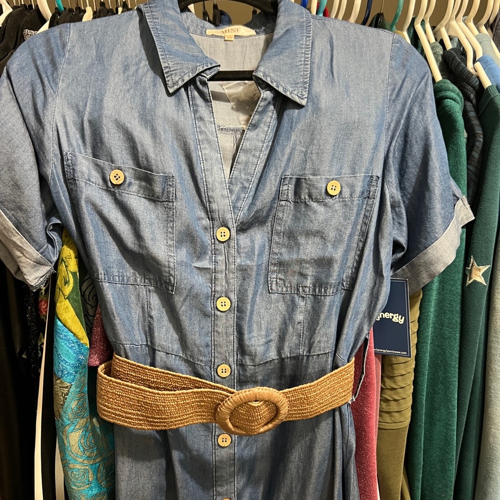 Mine Light Blue Denim Maxi Shirtdress
